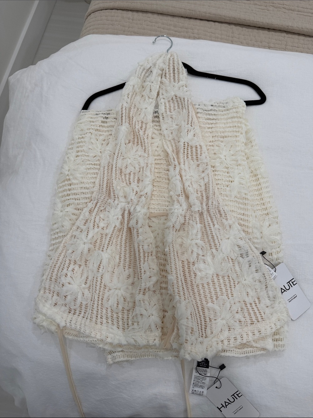 SHEIN Cream Floral Crochet Top & Maxi Skirt